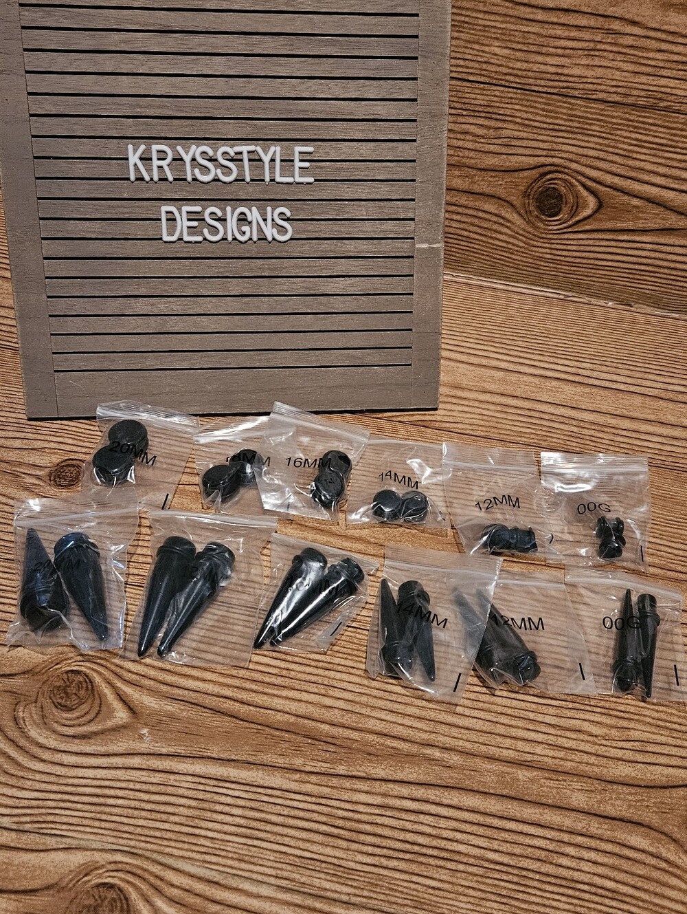 Plug Earrings Guaged Taper Black Set